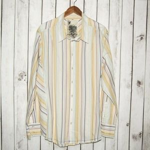 3J Workshop Men's Button up Shirt Long Sleeve Multi color Stripes Size 2XL